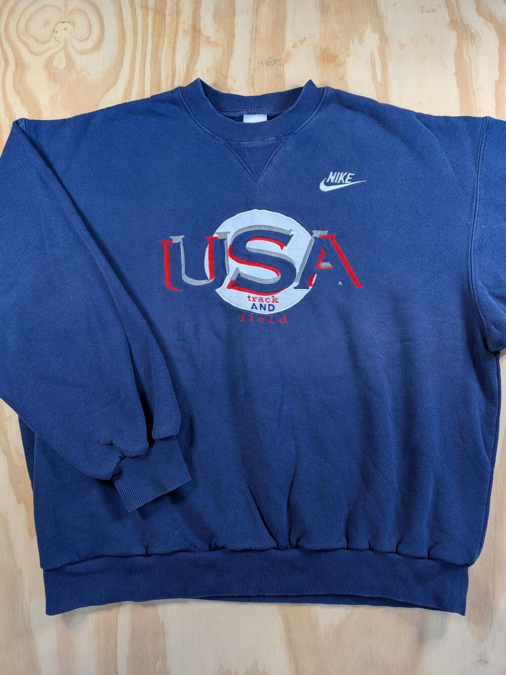 Vintage Nike USA Track and Field Crewneck  Sweatshirt 90s Navy Blue XL